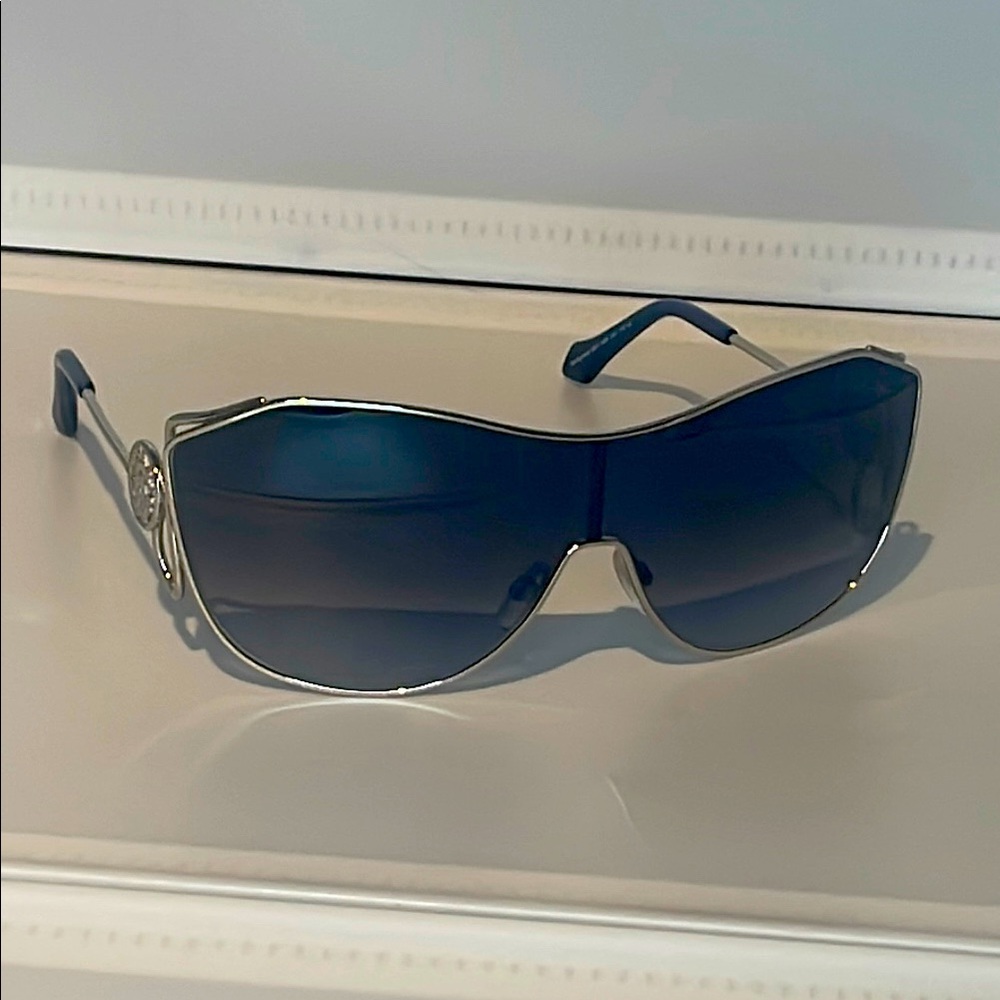 Roberto Cavalli Black and Silver Oversized Sunglasses
